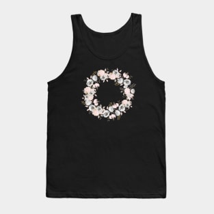 Pretty Rose Gold Watercolor Flower Wreath Tank Top